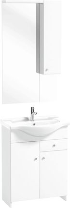 Szafka łazienkowa z umywalką 65 i lustrem LED SILVES biały