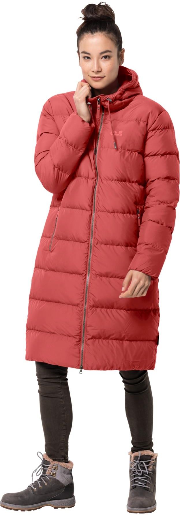 JACK WOLFSKIN PŁASZCZ PUCHOWY DAMSKI CRYSTAL PALACE COAT CORAL RED
