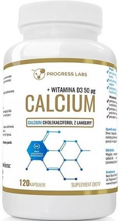 Progress Labs Calcium Wapń 1000mg + Witamina D3 50mcg 120 Kaps