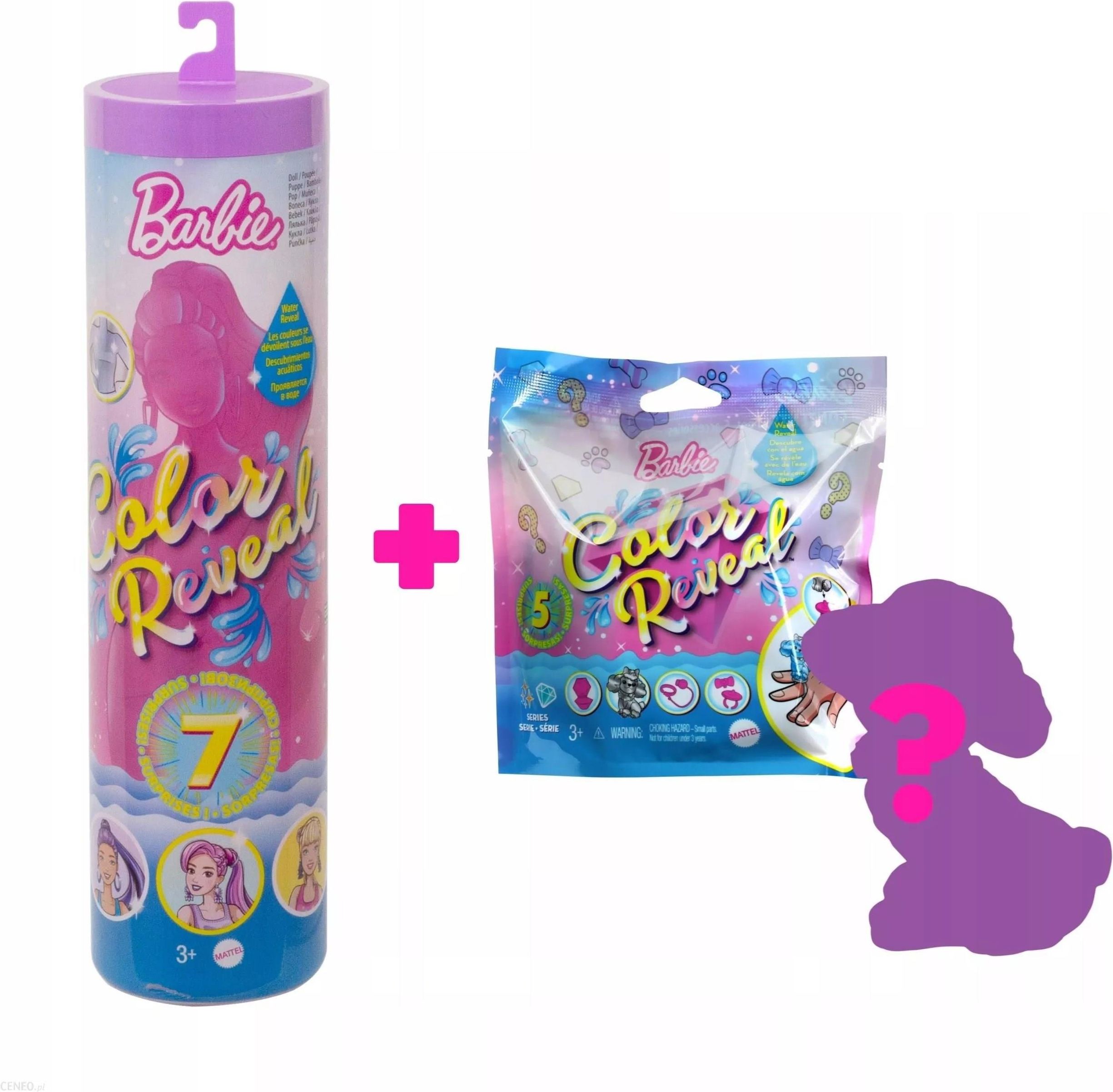 Lalka Barbie Color Reveal Barbie Brokatowa GWC55 + Zwierzątko Zestaw ...