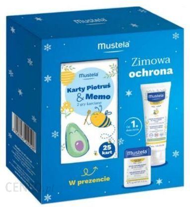 Mustela Bebe Zestaw Zimowa Ochrona Krem odżywczy z Cold Cream do twarzy, 40 ml + Sztyft ochronny z Cold Cream, 9,2 g + karty Piotruś & Memo