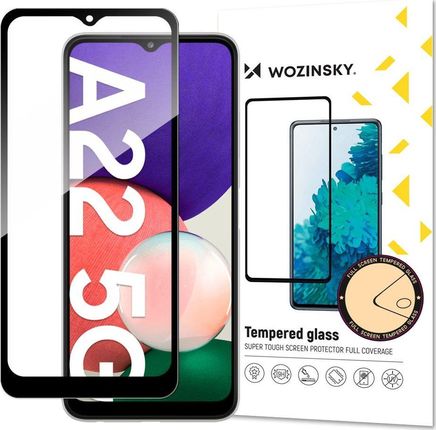 Wozinsky super wytrzymałe szkło hartowane Full Glue na cały ekran z ramką Case Friendly Samsung Galaxy A22 5G czarny