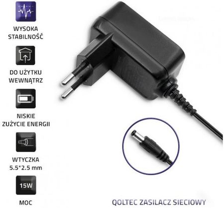 QOLTEC ZASILACZ WTYCZKOWY 15W | 15V | 1A | 5.5*2.5 (50789)