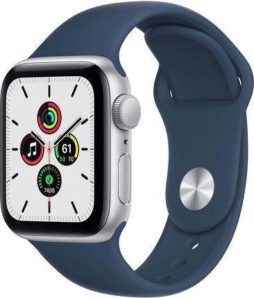 Apple Watch SE Koperta 40mm Srebrna Z Aluminium Z Opaską Sportową Błękitna Toń (MKNY3WBA)