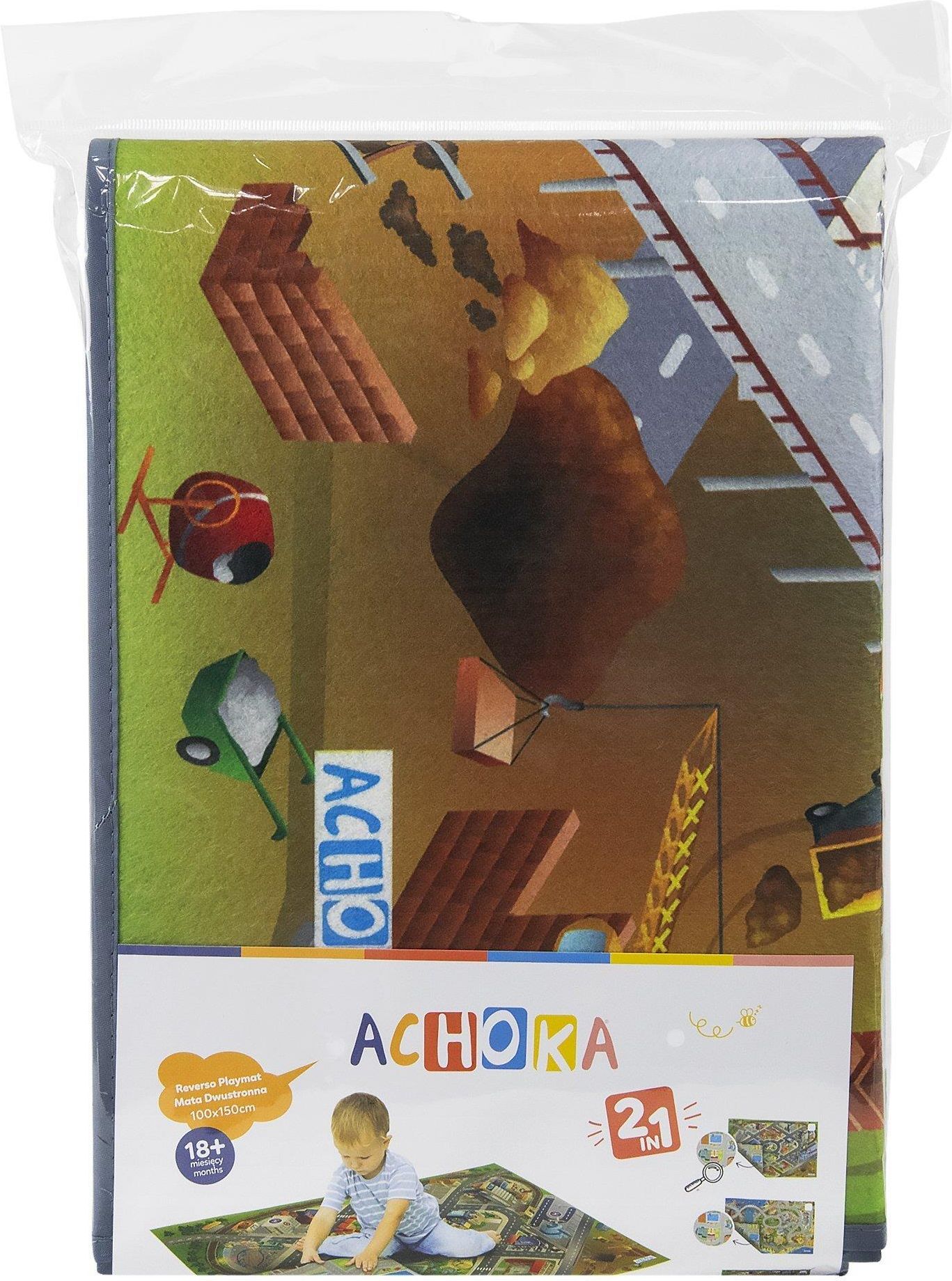 Achoka Dwustronna Mata Dywan Do Zabawy Miasto I Wieś 100X150Cm - zdjęcie 2 Achoka Dwustronna Mata Dywan Do Zabawy Miasto I Wieś 100X150Cm