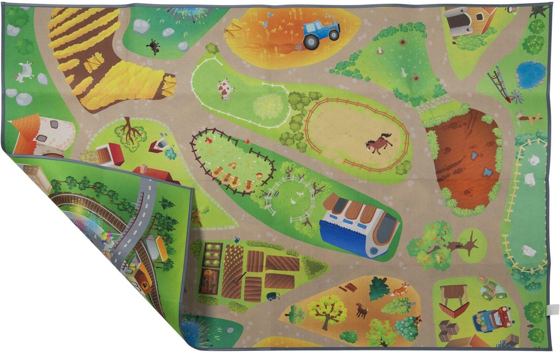 Achoka Dwustronna Mata Dywan Do Zabawy Miasto I Wieś 100X150Cm - zdjęcie 4 Achoka Dwustronna Mata Dywan Do Zabawy Miasto I Wieś 100X150Cm