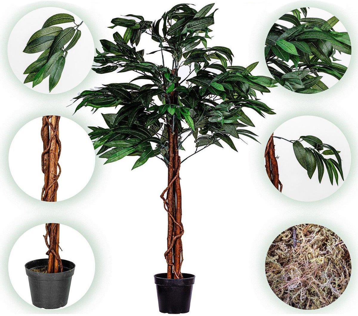 Plantasia ® Sztuczne Drzewo Mango 120cm Kwiaty Drzewko - zdjęcie 3 Plantasia ® Sztuczne Drzewo Mango 120cm Kwiaty Drzewko
