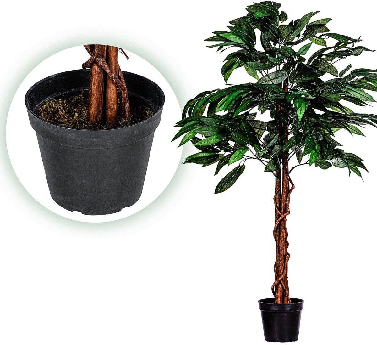 Plantasia ® Sztuczne Drzewo Mango 120cm Kwiaty Drzewko