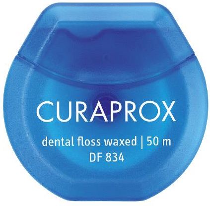 CURAPROX DF 834 Dental Floss - Miętowa, lekko woskowana nić dentystyczna 50m