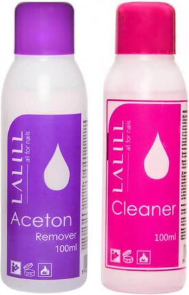 Lalill LA LILL Zestaw Aceton kosmetyczny 100ml + Cleaner, odtłuszczacz do paznokci 100ml