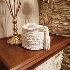 Koszyk ze sznurka bawełnianego 20cmx15cm  - Pudełka na chusteczki handmade