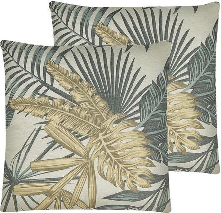 Beliani Zestaw 2 poduszek wielokolorowy wzór w palmy z wypełnieniem 45 x 45 cm Tagetes