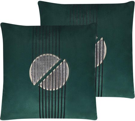 Beliani Zestaw 2 poduszek dekoracyjnych zielony welurowy wzór 45x45 cm Ceropegia