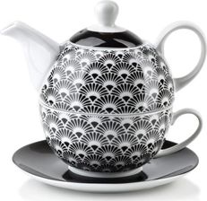 Zdjęcie Affek Design Zestaw Komplet Porcelanowy Dzbanek Imbryk Na Herbatę Kawę Z Filiżanką 460ml/300ml Clarisa Geo (HTNC7141) - Poznań