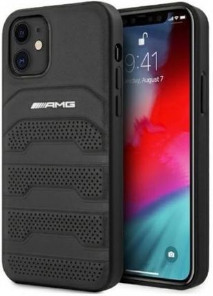 AMG AMHCP12SGSEBK iPhone 12 mini 5,4` czarny/black hardcase Leather Debossed Lines