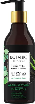 Botanic Skinfood Czarne Mydło Do Mycia Twarzy Węgiel Aktywny I Eukaliptus 250 Ml
