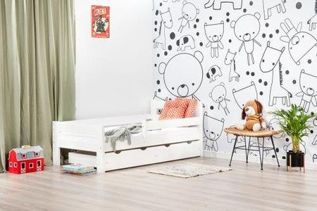 Lelu Design Mr Toucan drewniane łóżko z dwiema szufladami 160x80cm kolor biały