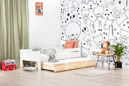 Lelu Design Mr Toucan drewniane łóżko wysuwane podwójne 160x80cm kolor biały-sosna