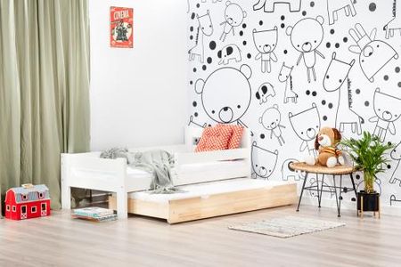 Lelu Design Mr Toucan drewniane łóżko wysuwane podwójne 190x90cm kolor biały-sosna
