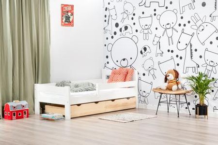 Lelu Design Mr Toucan drewniane łóżko z dwiema szufladami 160x80cm kolor biały-sosna