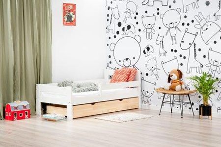Lelu Design Mr Toucan drewniane łóżko z szufladą 160x80cm kolor biały-sosna