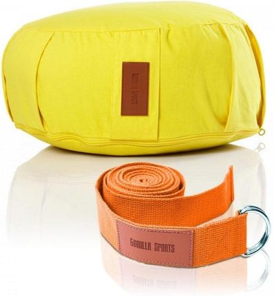 Zestaw do ćwiczeń jogi/ medytacji i do fitnessu: pasek pomarańczowy i poduszka żółta