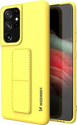 Wozinsky Wozinsky Kickstand Case elastyczne silikonowe etui z podstawką Samsung Galaxy S21 Ultra 5G żółty 
