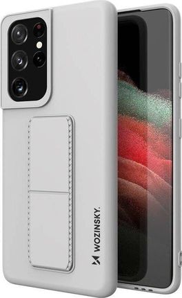 Wozinsky Wozinsky Kickstand Case elastyczne silikonowe etui z podstawką Samsung Galaxy S21 Ultra 5G szary 