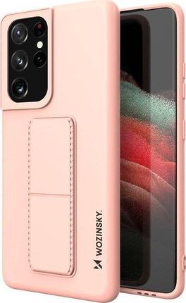 Wozinsky Wozinsky Kickstand Case elastyczne silikonowe etui z podstawką Samsung Galaxy S21 Ultra 5G różowy 
