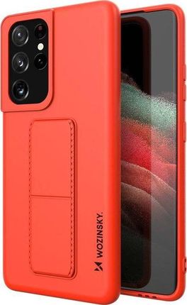 Wozinsky Wozinsky Kickstand Case elastyczne silikonowe etui z podstawką Samsung Galaxy S21 Ultra 5G czerwony 