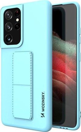 Wozinsky Wozinsky Kickstand Case elastyczne silikonowe etui z podstawką Samsung Galaxy S21 Ultra 5G jasnoniebieski 