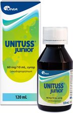 Zdjęcie Unituss Junior – syrop na suchy kaszel 2+ 60 mg/10 ml, 120 ml - Żagań