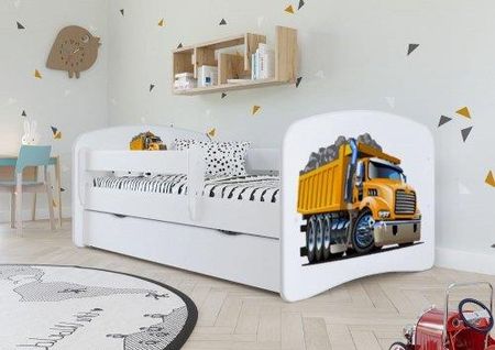 Kocot Meble Łóżko z szufladą 140x70cm Babydreams grafika Ciężarówka kolor biały