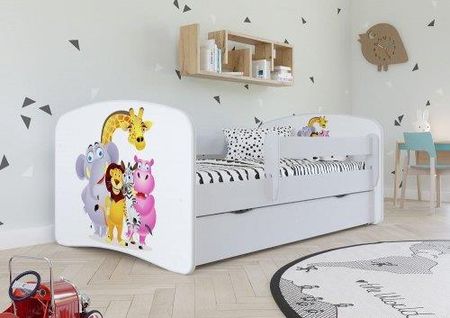 Kocot Meble Łóżko z szufladą 140x70cm Babydreams grafika Zoo kolor biały