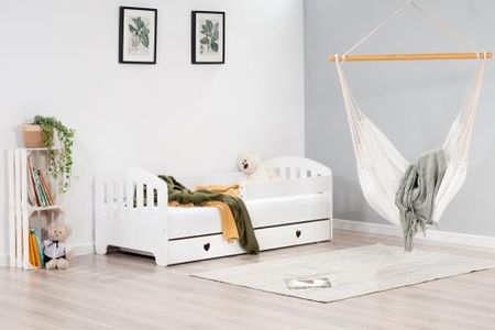 Lelu Design Łóżko z szufladą serduszka Sweet Armadillo 140x70cm kolor biały