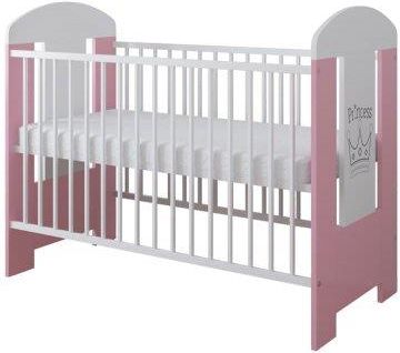 Pinewood Łóżeczko niemowlęce PRINCESS 120x60cm kolor biało różowy