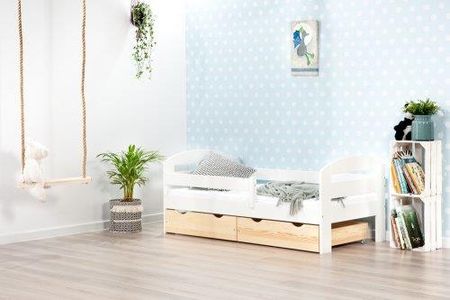 Lelu Design Bumblebee drewniane łóżko z dwiema szufladami 160x80cm kolor biały-sosna