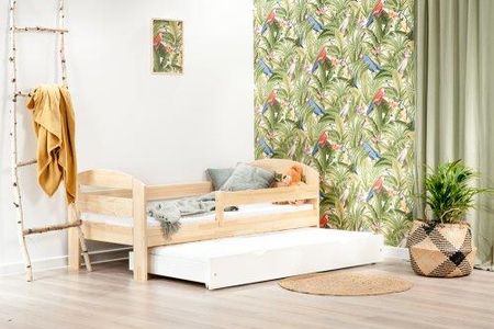 Lelu Design Bumblebee drewniane łóżko wysuwane podwójne 160x80cm kolor sosna-biały