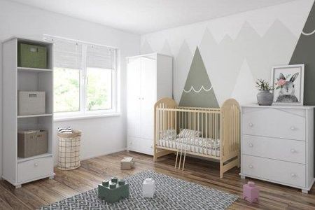 Pinewood Tymek zestaw mebli niemowlęcych 4el łóżeczko 120x60cm szafa regał komoda kolor biały-natura