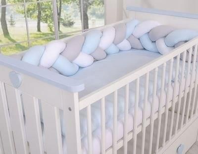 My Sweet Baby Ochraniacz warkocz pleciony do łóżeczka biało szaro niebieski