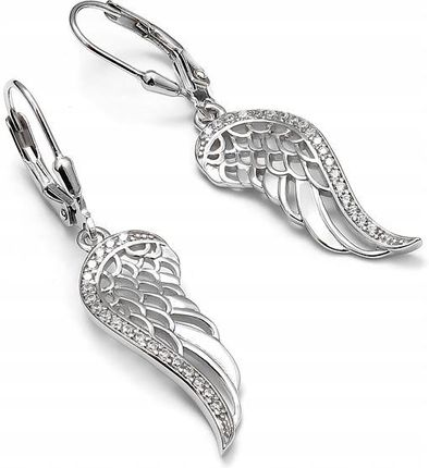 Mo-Biżuteria Kolczyki srebrne, wiszące, skrzydła anioła