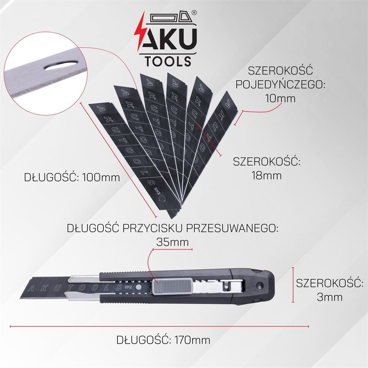Aku Tools Nóż Introligatorski 18Mm Ostrze Łamane Super Ostry - zdjęcie 8 Aku Tools Nóż Introligatorski 18Mm Ostrze Łamane Super Ostry