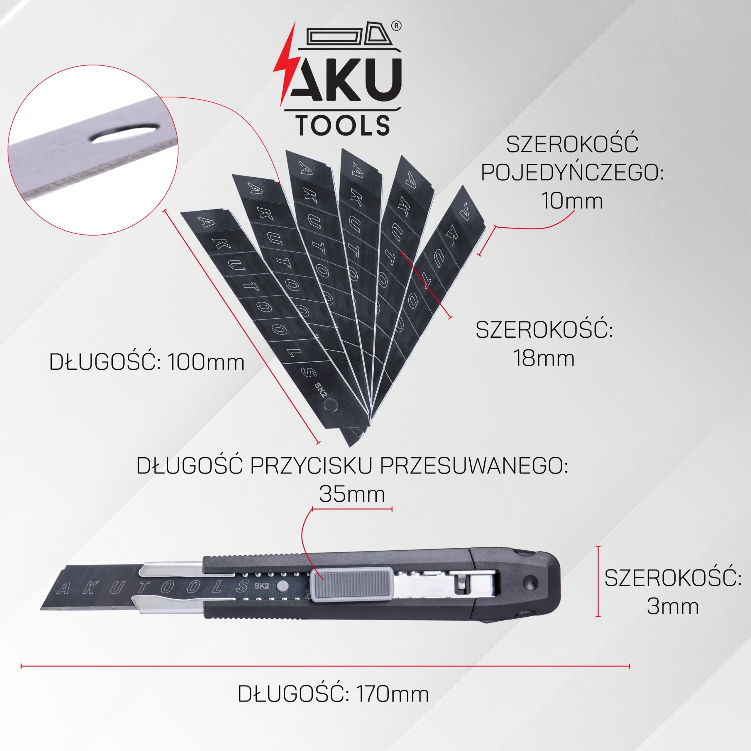 Aku Tools Nóż Introligatorski 18Mm Ostrze Łamane Super Ostry