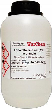 Warchem Fenoloftaleina Roztwór 0,1% Wskaźnik 500Ml