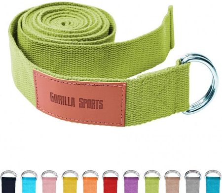 Pasek do jogi z klamrą Gorilla Sports - bawełniany, zielony