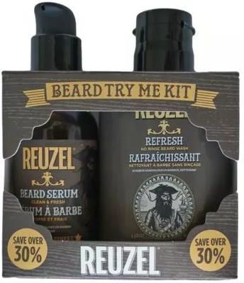 Reuzel Try Me Kit Beard Clean and Fresh Zestaw do pielęgnacji zarostu dla mężczyzn: płyn mycia brody 100ml + serum 50g