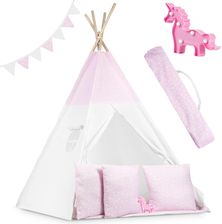 Ricokids Namiot tipi dla dzieci ze światełkami różowe w kropki (740403) - Domki i namioty dla dzieci