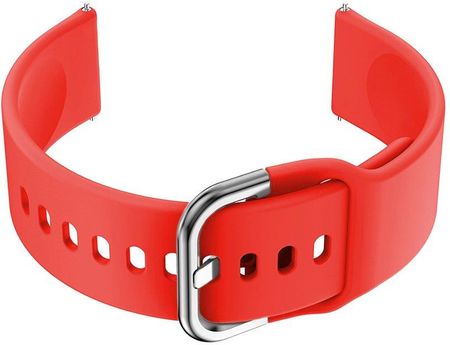 Pasek gumowy do smartwatch 18mm - czerwony/srebrny