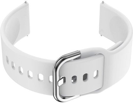 Pasek gumowy do smartwatch 20mm - biały/srebrny