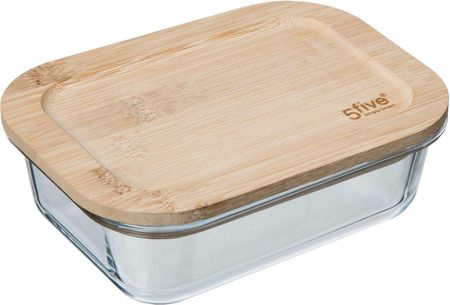 5Five Simply Smart Szklany pojemnik na żywność, pokrywka z bambusa, 560 ml (169190)
